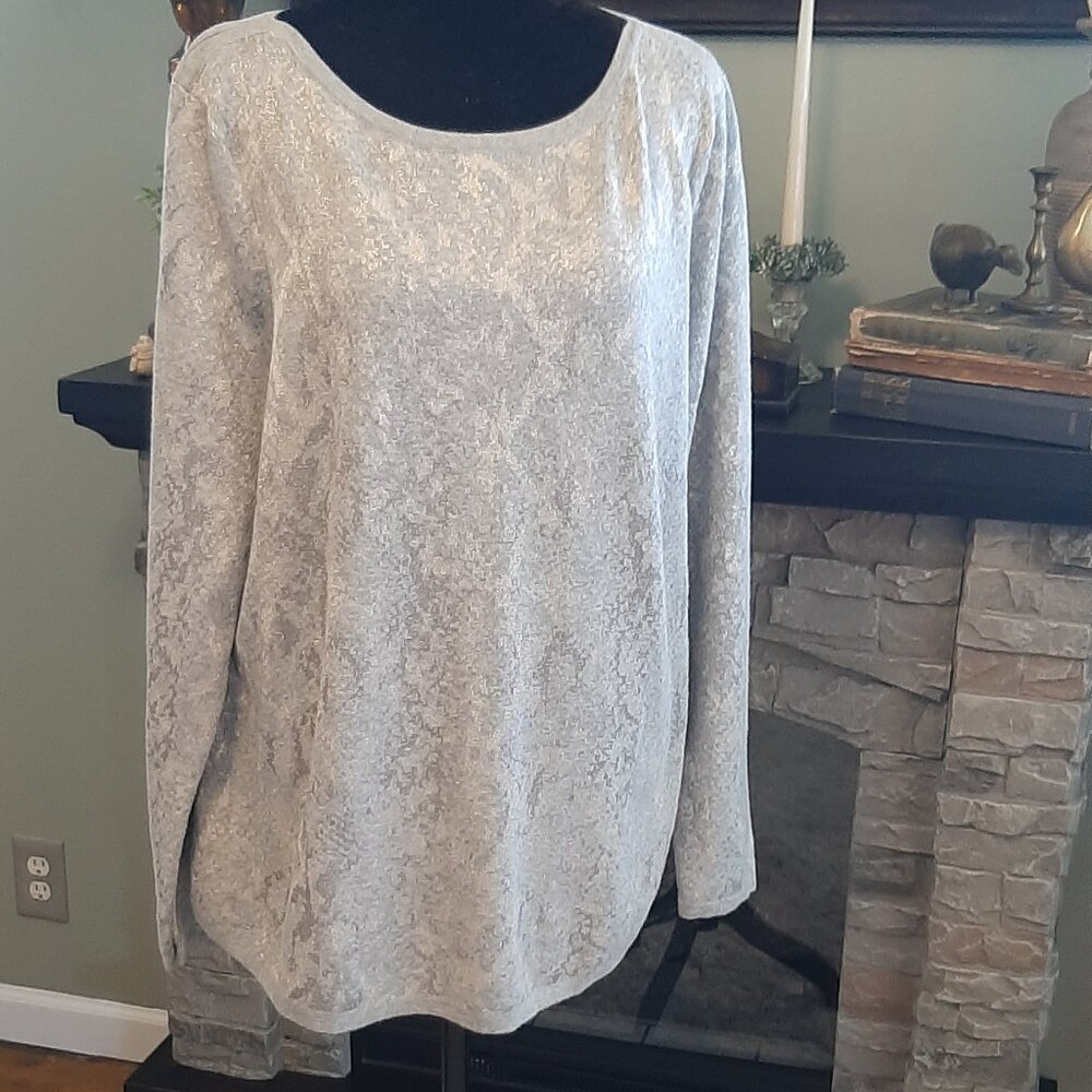 Chico's Tunic Shimmery Silver and Blue Size 3= US XL - Picture 1 of 7